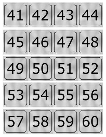 Premium Silver Vinyl Laundromat Washer/Dryer Number Identification Label Sheet (#41-60) - Duro Laundry Parts