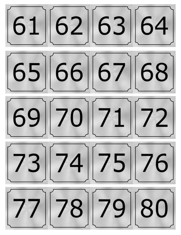 Premium Silver Vinyl Laundromat Washer/Dryer Number Identification Label Sheet (#61-80) - Duro Laundry Parts
